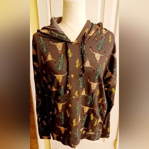 Rock & Roll Cowgirl Western Hoodie - Size Medium Oversized Fit